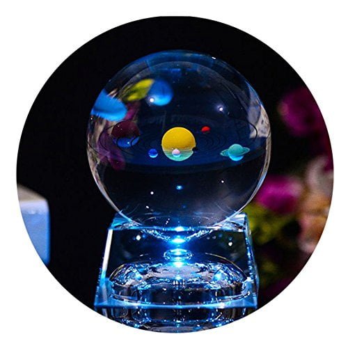 3d Crystal Ball With Solar System Model, 80mm