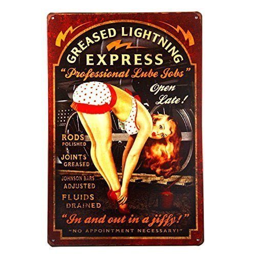 Dingleiever-greased Lightning Pin Up Girl Sign
