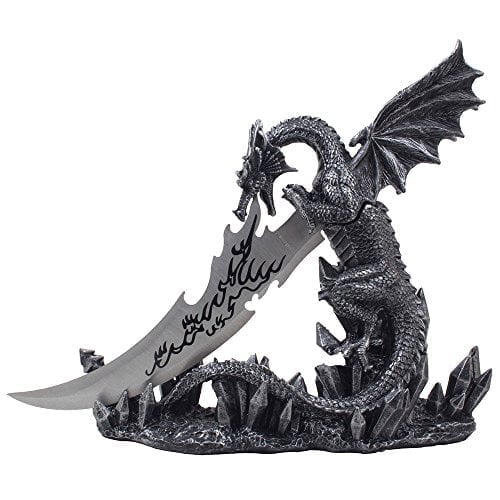 Mythical Guardian Dragon Knife On Display Stand