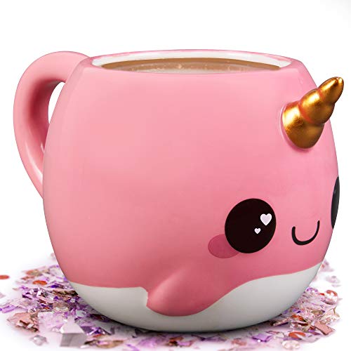 Pink Narwhal Coffee Mug - Unicorn Of The Sea -