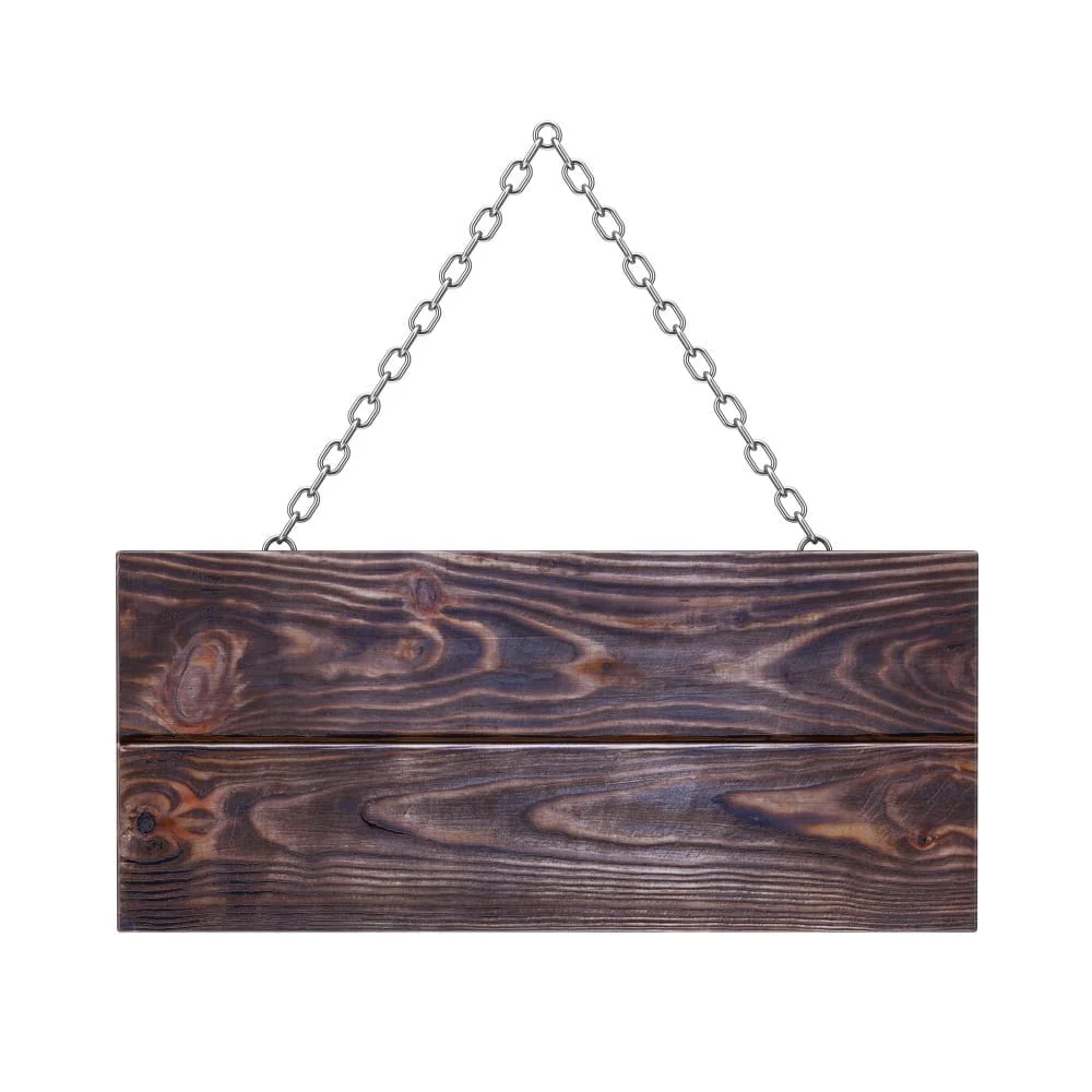 Handmade wooden hanging sign